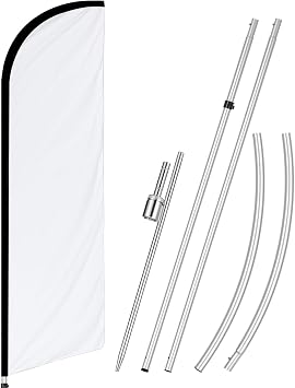 Swooper Feather Flag Kit - 12 x 2.5 FT Custom Feather Banners with Telescopic Flagpole and Ground Stake for Business Signs White
