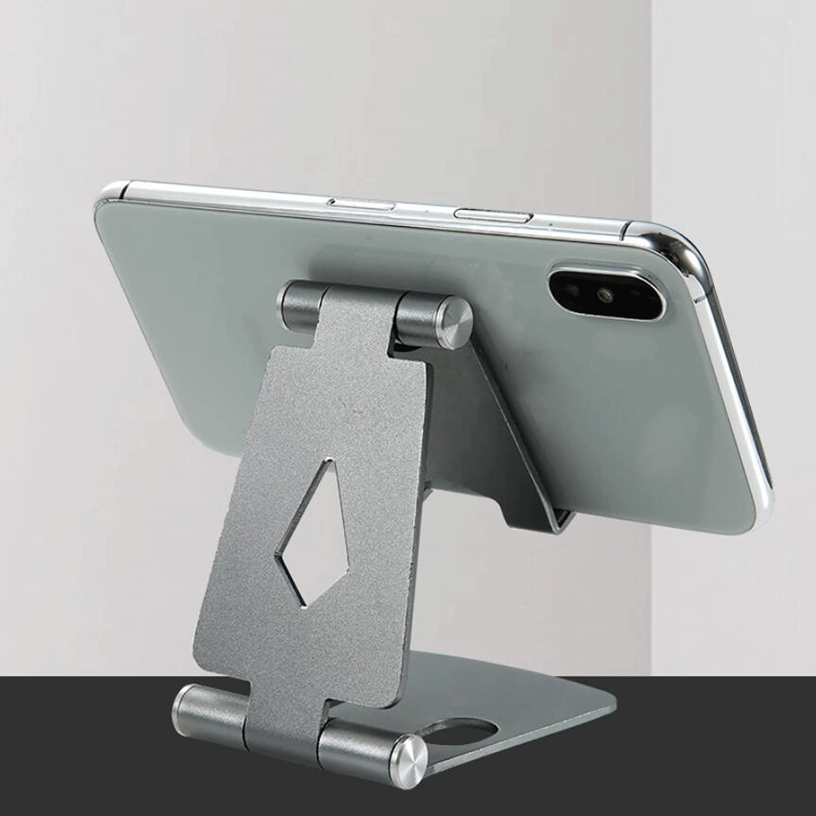 XIANGFASJZ Porta Cellulare Supporto for Telefono Cellulare Doppio Pieghevole Desktop Metal Telefono Cellulare in Metallo (Color : Black)