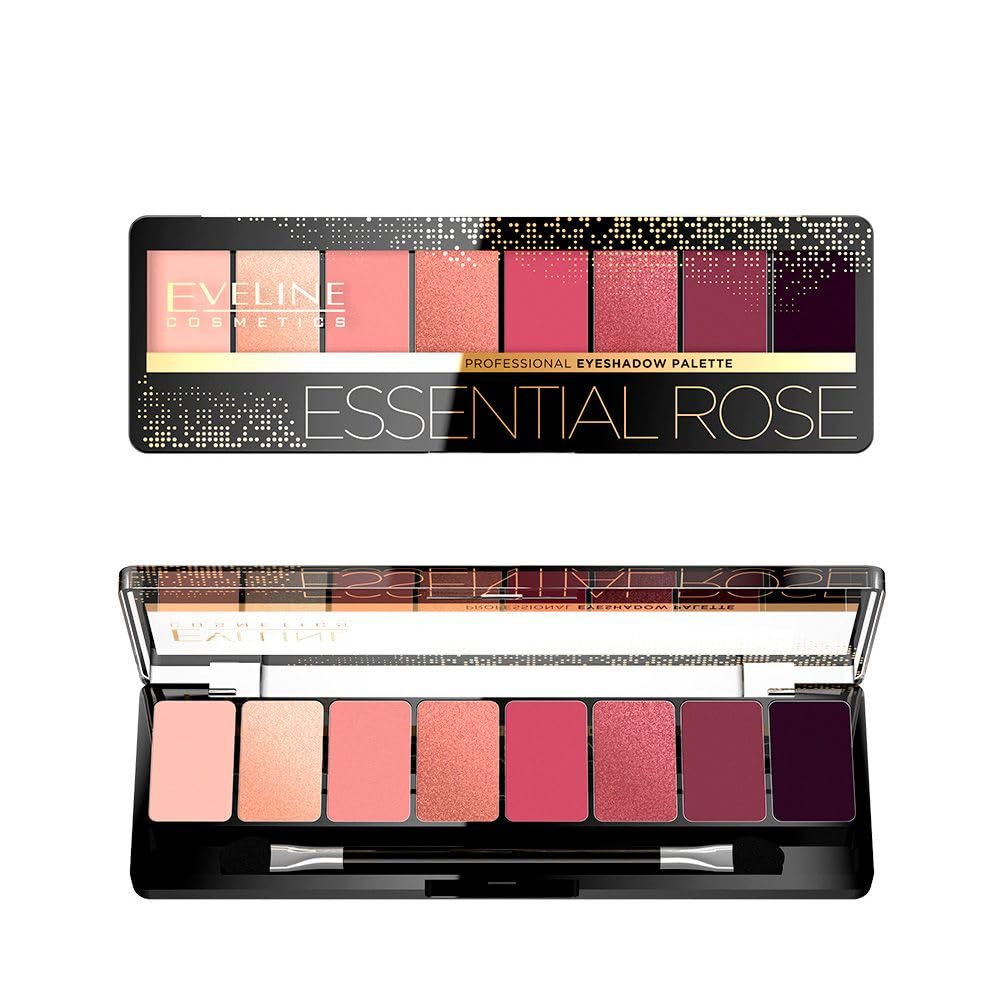 Eveline Cosmetics Palette Di Ombretti Essential Rose - Set 8 Colori Per Look Smokey E Giornalieri Perfetti, Inclusi 3 Sfumature Brillanti E 5 Matte - 4