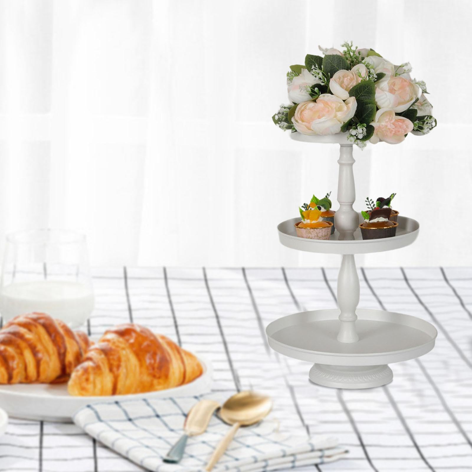 Soporte para cupcakes de 3 niveles de hierro blanco para boda, postre, soporte para repostería, baby shower, mesa para fiesta