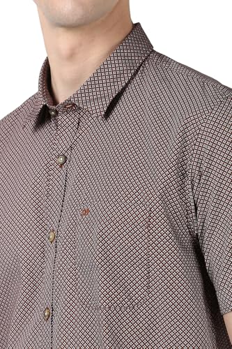 Image of Peter England Men Brown Slim Fit Print Shirt