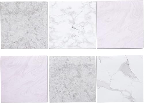 Miniatura 7 de Paquete de 6 notas adhesivas de mármol, 600 hojas de 3.5 x 3.5 pulgadas, bloc de notas estéticas surtidas para profesores, escuela, estudio,