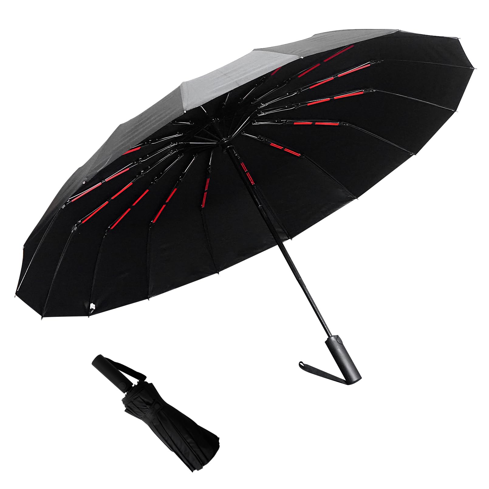 LuwintStrong Windproof Automatic Folding Portable Travel Umbrella for Wind Resistant, Rain, UV Protection