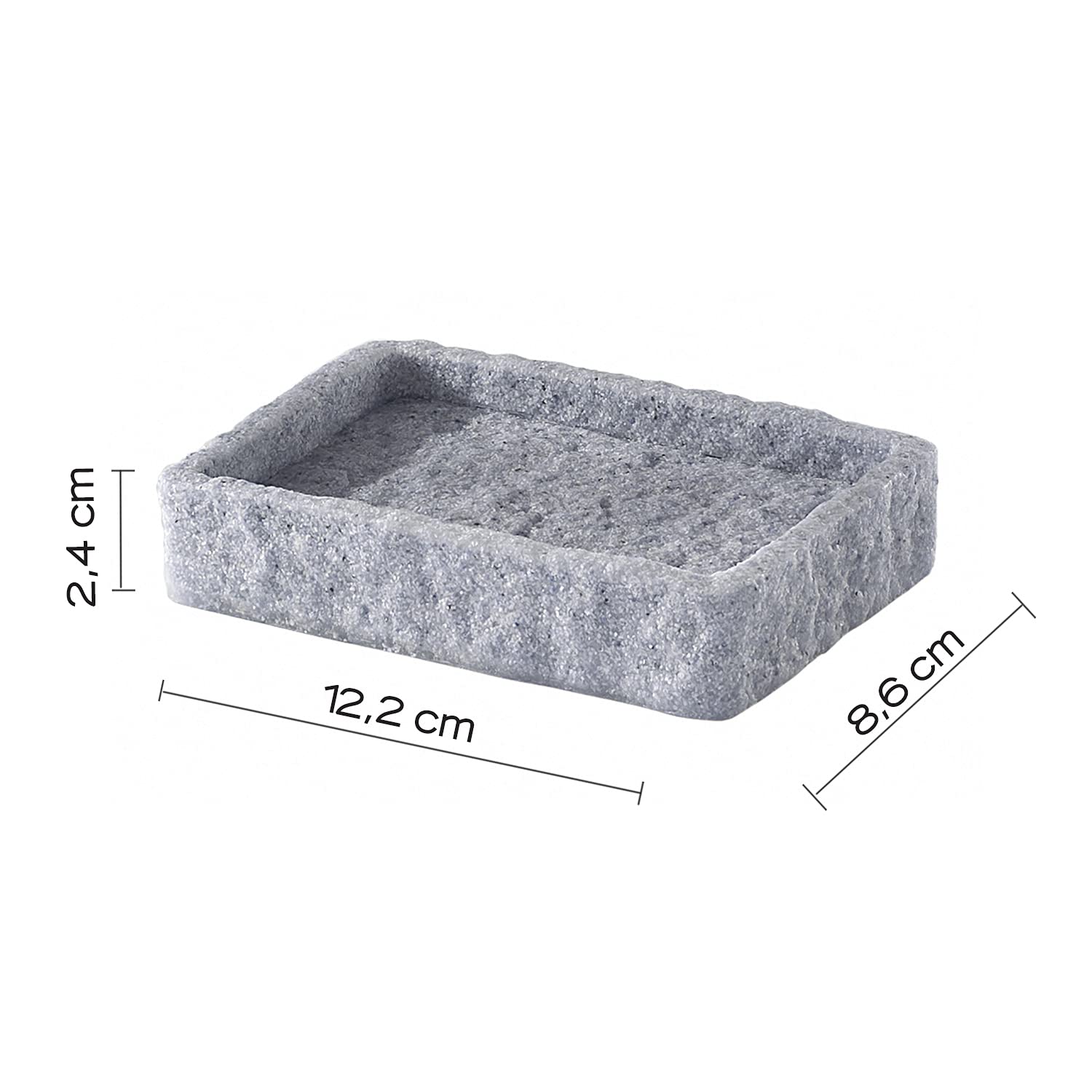 Gedy G-Canton Grey, Measures and Weight: 2,4X12,2X8,6 CM & 0,3 kg, Solid soap Holder Made of Resin and Sand - Image 4