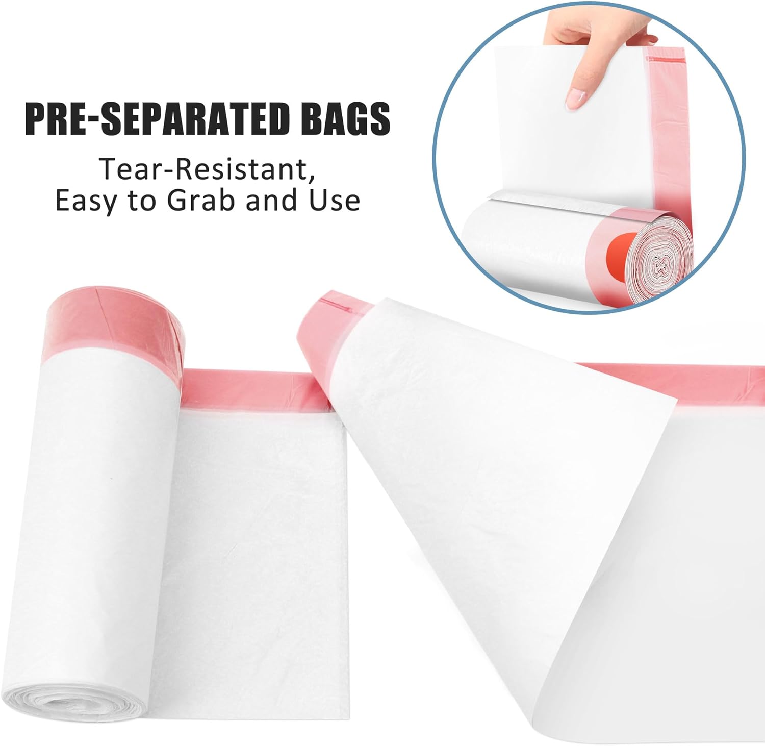 240 Count 4 Gallon Trash Bags Drawstring, JUKFITA Tear-Free Small Garbage Bags, White Trash Bags Unscented for Bathroom Bedroom Office Kitchen