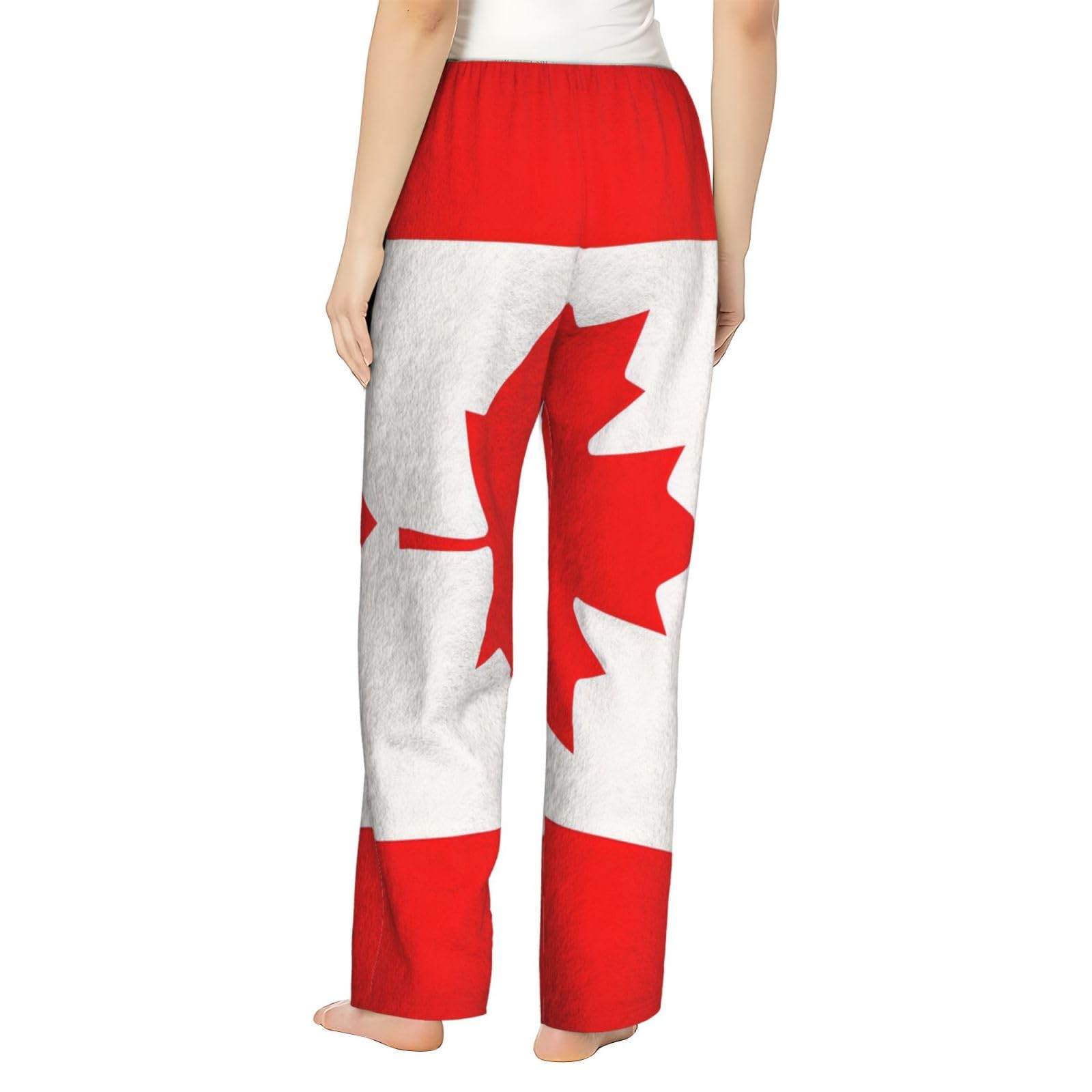 Flanell-Pyjamahose für Damen, Motiv: kanadische Flagge, warm, bequem, Lounge-Schlafhose für Urlaub, Weihnachten