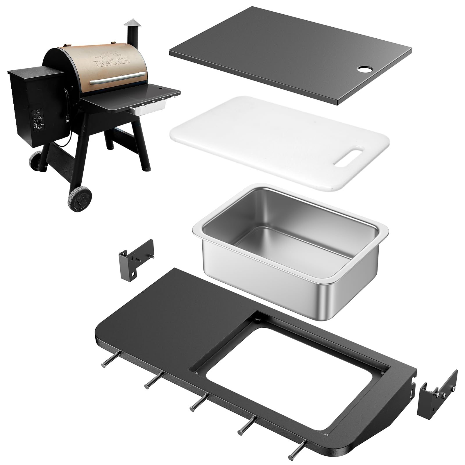 Utheer Upgraded Folding Front Shelf for Traeger Pro 22/575, Ironwood 650