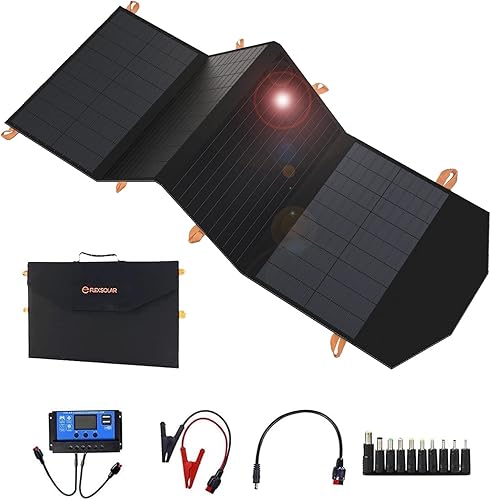 FlexSolar Panel solar portátil de 120 W para estación de energía de 30050010001500 W, cargador solar plegable impermeable IP67 con USB C y 2 USB A y