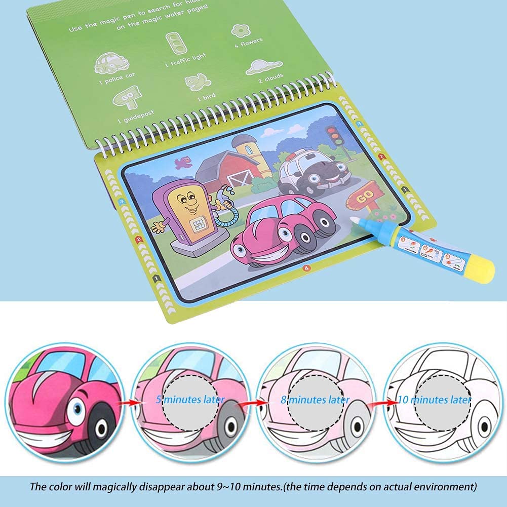 Water Coloring Book Doodle Magical Portable Drawing Book Edukacyjna Wczesna Edukacja Dziecięca Zabawa (Pojazd)