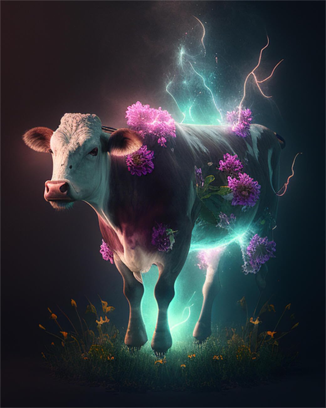 AYAOYANGGO Animal DIY Bead Embroidery Set Fantasy Cow Bead Embroidery Kit for Adults Needlepoint Tapestry Set Beaded Stitching 40x50cm