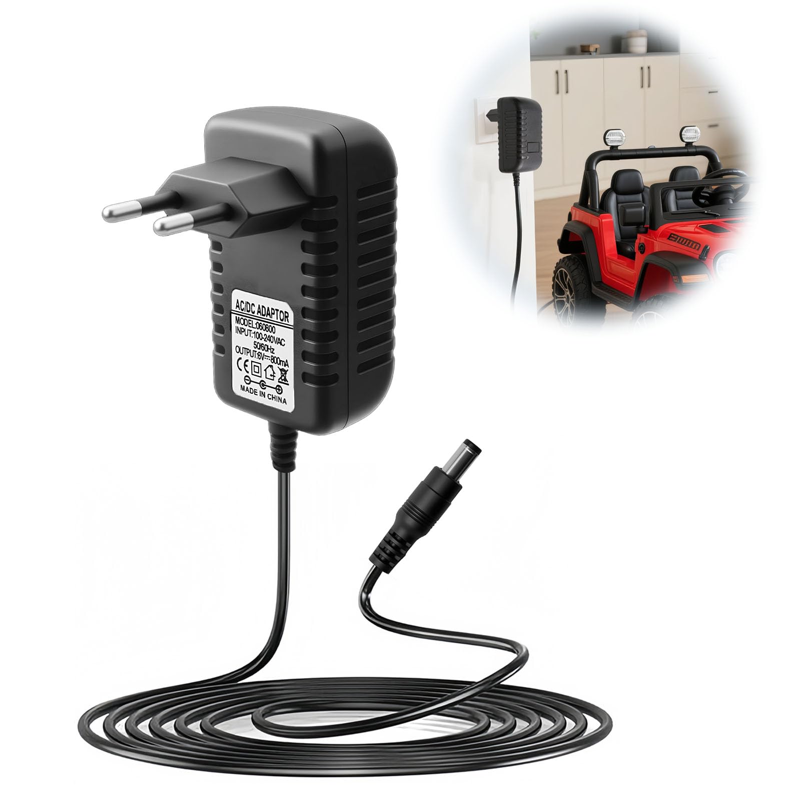 Cargador 6V para niños conducción eléctrica 800 mA alimentación Universal Motocicleta Coche Eléctrico para SUV ATV conducción eléctrica Juguetes Electric Ride-On Accesorios Conector 5,5 mm * 2,1 mm