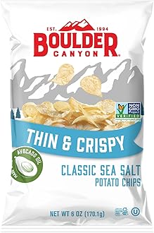 - Boulder Canyon Thin & Crispy Classic Sea Salt Potato Chips, 6 OZ