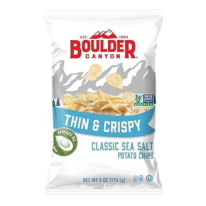 Boulder Canyon Thin & Crispy Classic Sea Salt Potato Chips,