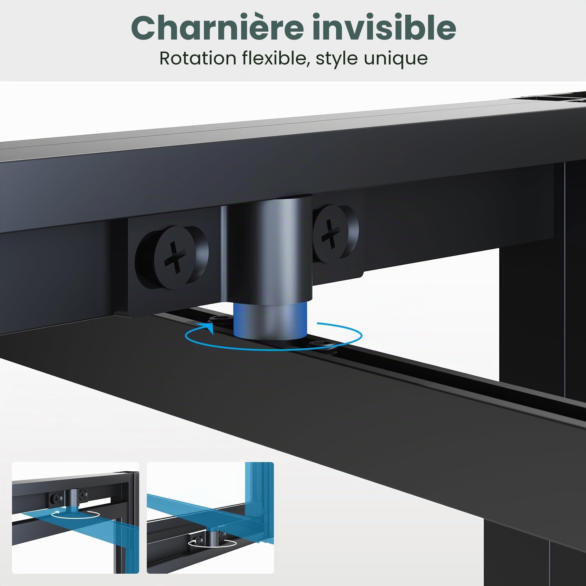 SONNI Joint pivotant pour porte de douche 70 x 195 cm - En verre trempé noir de 6 mm - Attraction magnétique