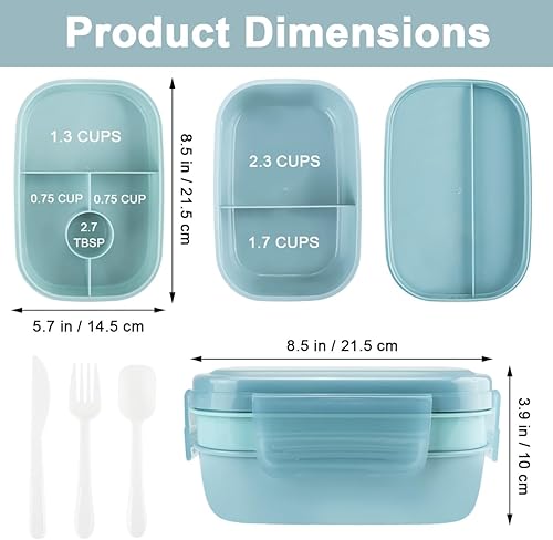 Miniatura 2 de IBEQUEM Bento Box Adult Lunch Box, 3 Layers All-in-One Leak Proof Lunch Containers, Multiple Compartment Lunch Box, Large Cute Bento Box With