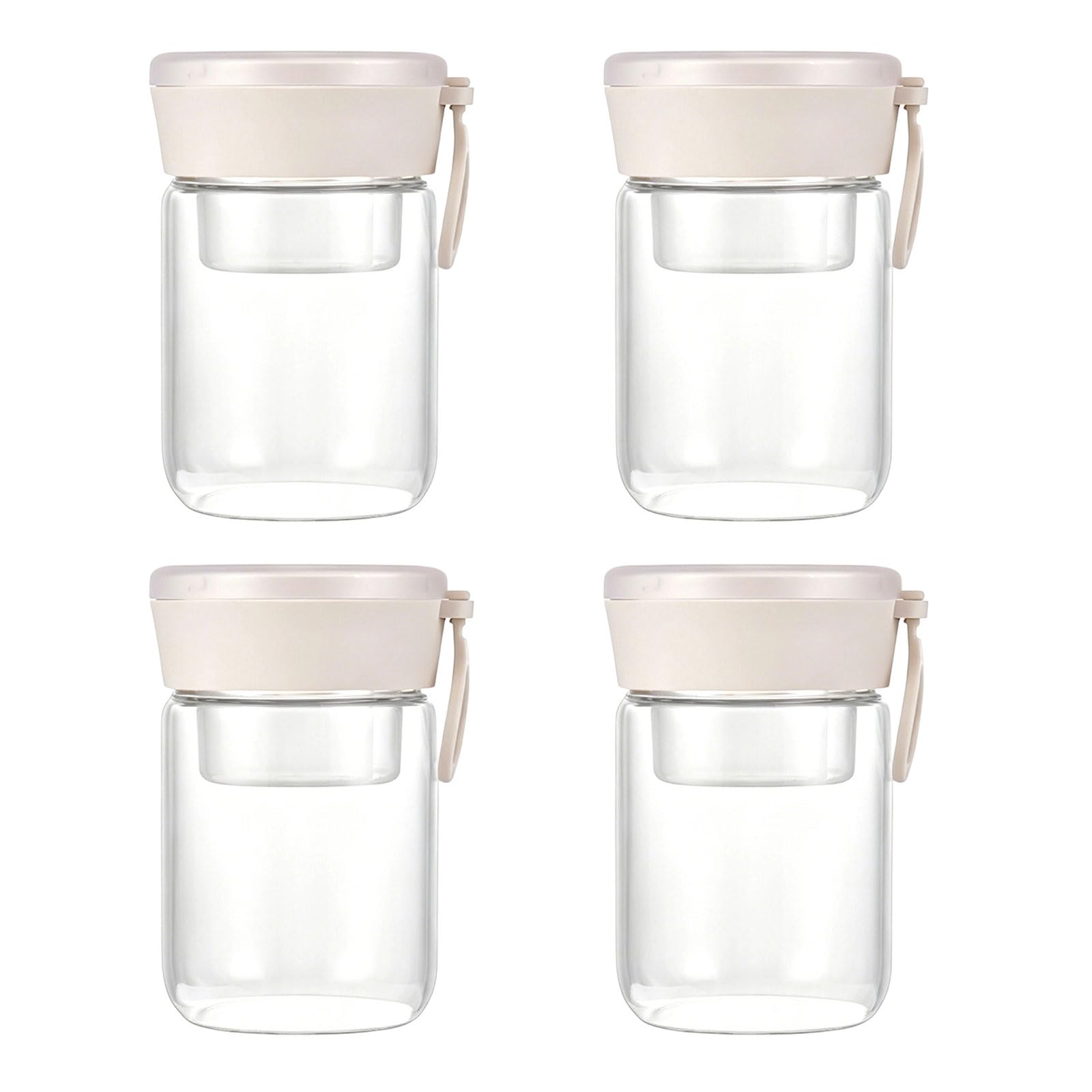 Msioytog Overnight Oat Container with Seal Lid and Spoon Overnight Oat Jar, Glass Food Storage Jars for Salad Yogurts Cereal Milks Glass Oatmeal Jars with Lid and Spoon