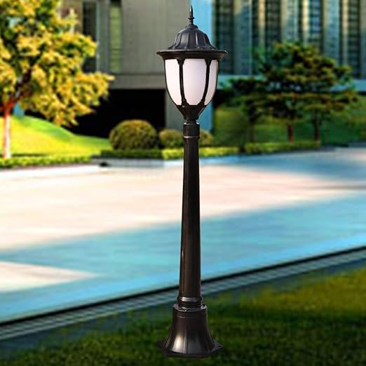 TQXDD Vintage European Lawn Table Lamp Die-cast Aluminum with Acrylic Lampshade High Light Transmission The Way Lantern Light Outdoor Waterproof Patio Column Post Lantern Pathway (Color : Black) photo 2