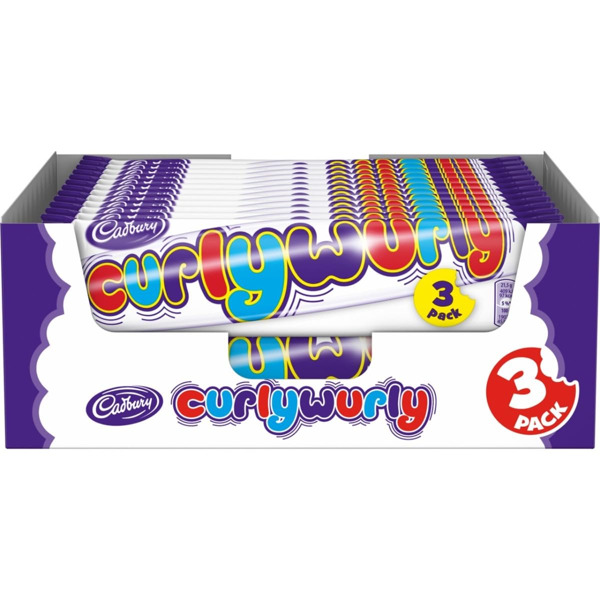 Cadbury's Curly Wurly 3er Multipack im 24er Vorratspack – Weicher Karamell-Zopf mit Überzug aus zarter Milchschokolade – Das Original im Multipack (24 x 64,5g)