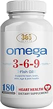 365 Health Omega 3-6-9 180 Softgels | from Fish, Flaxseed, Borage Oils | Non-GMO & Gluten Free