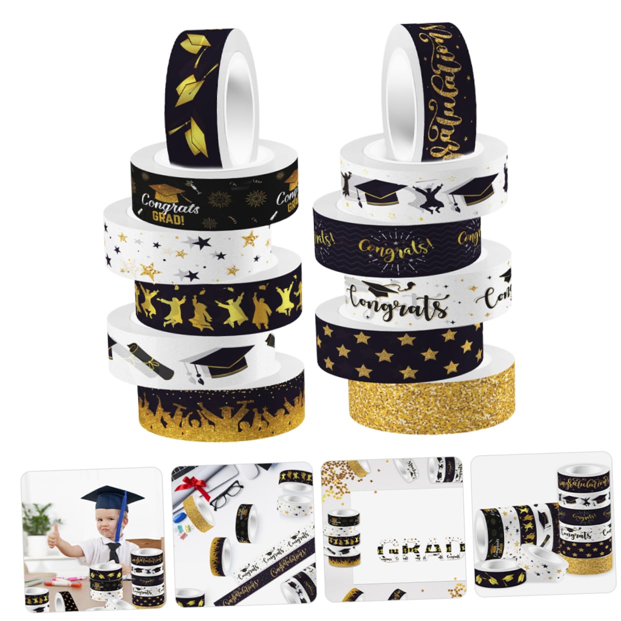 Operitacx 48rollen Dekorative Washi Tapes Für Abschlussfeiern Scrapbooking Bastelbedarf Klebeband Für Journale Und Kreative Projekte Klare Farben Und Muster Leicht Ablösbar