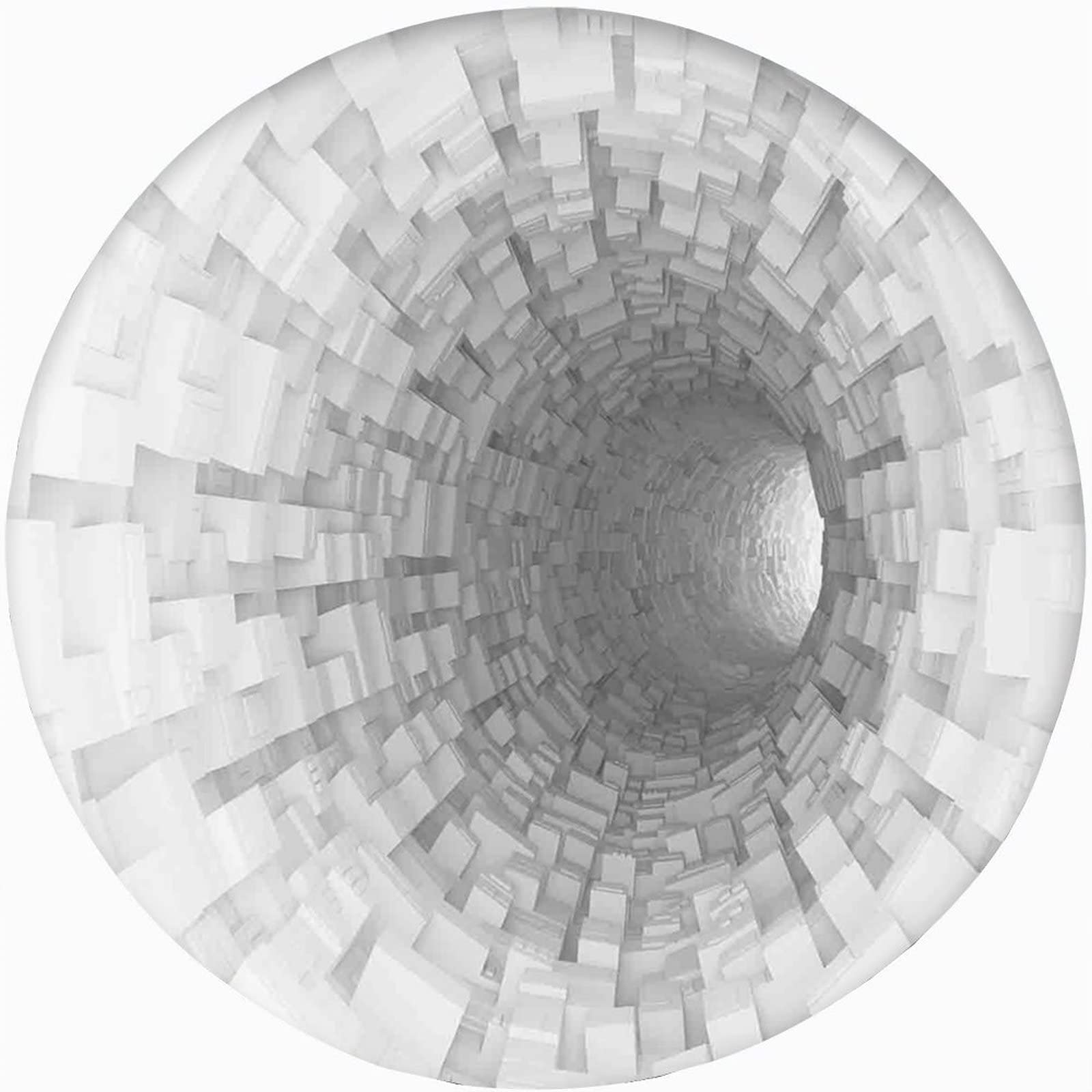 Outer Space Decor Round Fitted Tablecloth with Elastic Edge,Turning Tunnel inside Endless Print Polyester Table Cloth, Fits Round Table 60