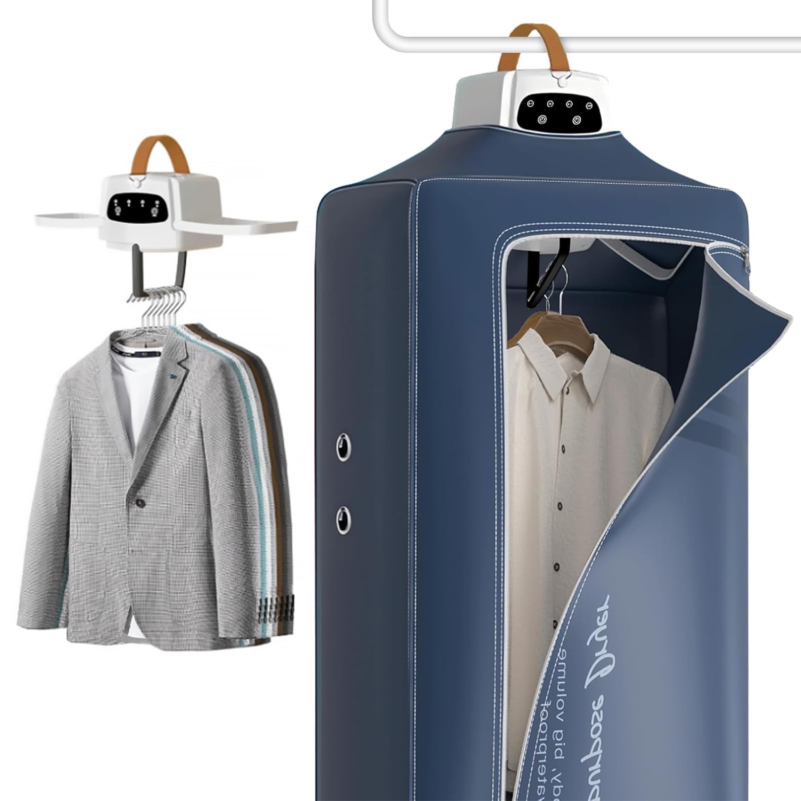 Petit séchoir à linge portable, pliable, avec minuterie de 1 à 4 h, sèche-linge, électrique, avec sac de séchage, séchage à 360 °, mini sèche-linge pour appartement, maison, voyage