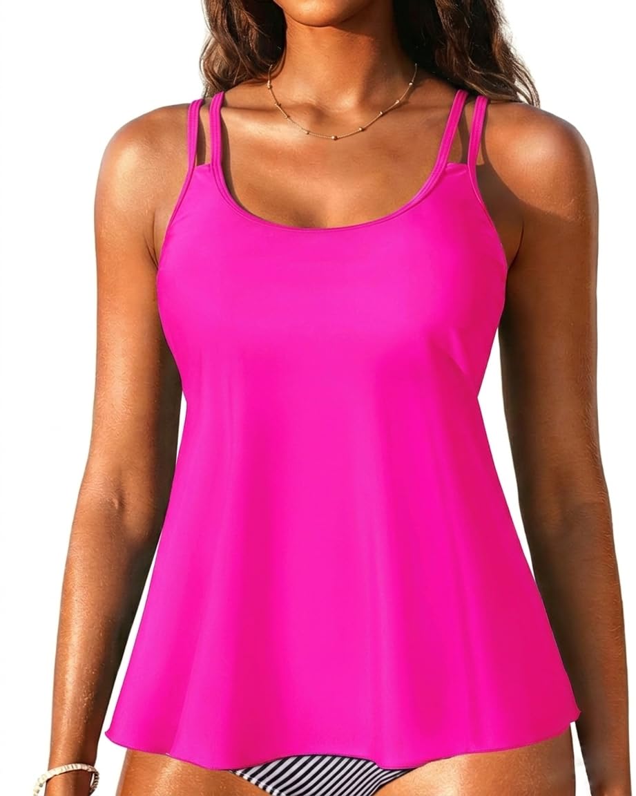 Womens Flowy Tankini Tops Only - Modest Bathing Suit Swim Tops No Bottom
