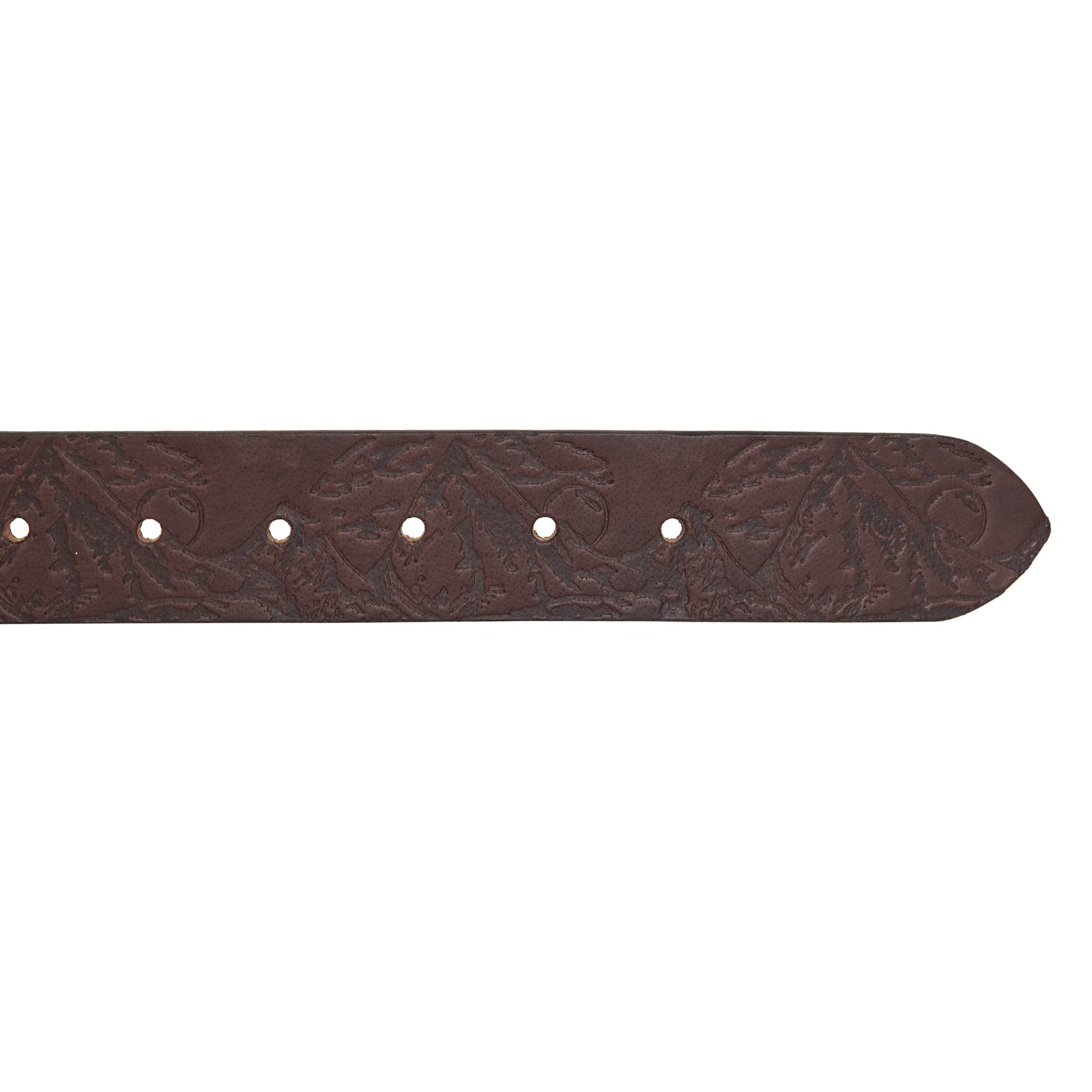 Eddie Bauer Debossed Live Your Adventure Leather Belt - BROWN - M