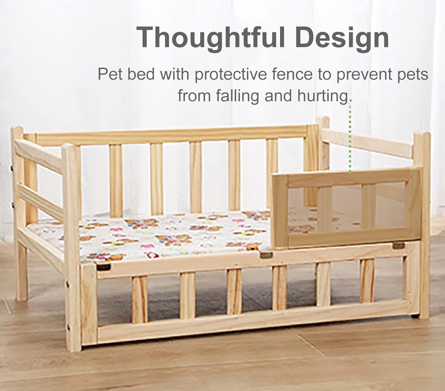 Pet Bed Large Pet Dogs Bed Wood Frame with Fence, Portable Washable Elevated Dog Couch Sofa, for Orthopedic Joint Relief, Indoor, Outdoor, Camping (Color : Style4, Size : S-54x39x38cm/21x15
