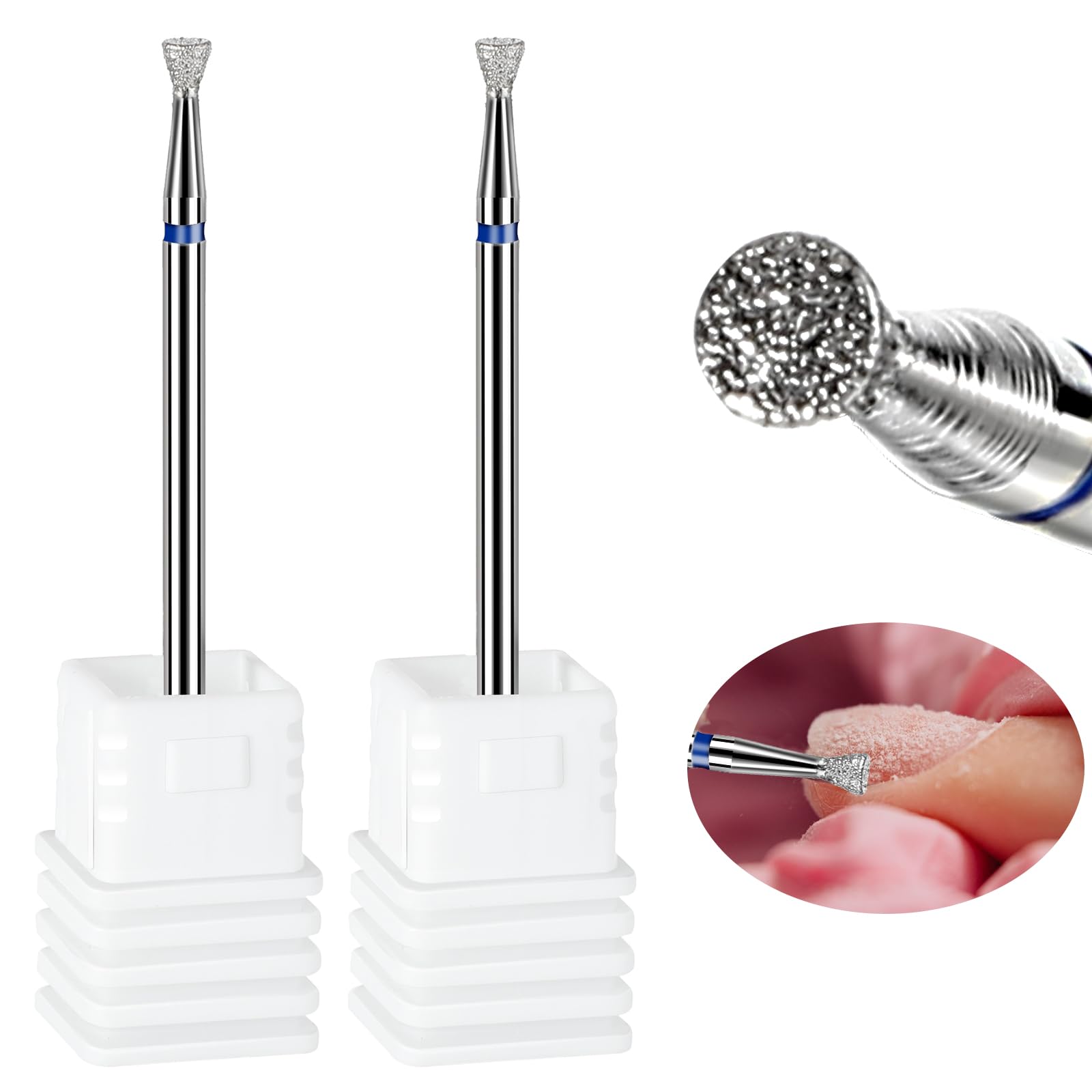 Andibro - Puntera para lijadora de uñas, puntas de uñas, profesionales, planas, puntas de uñas, eliminación rápida de cutículas, acrílico, gel duro, bola cónica, redonda, para manicura pedicura
