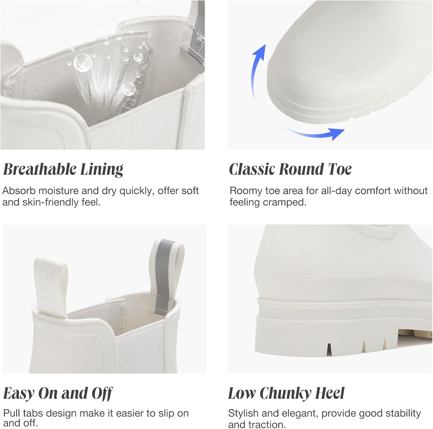 HISEA Women's Short Rain Boots Fashion Waterproof Chelsea Boots Ankle Garden Shoes for Ladies Non Slip Outdoor Work Booties Lightweight Rubber Rainboots with Comfort Insole - Image 5