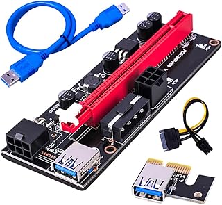 Hi.FANCY Computer PCI-E 1x to 16x Adapter Board with USB 3.0 Cable 6pin Power Port PCI- Extender Motherboard Supplies, Blue USB Cable