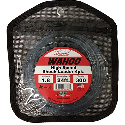 Momoi Hi-Catch Diamond Fishing Products Wahoo High Speed Shock Leaders - 300lb - 24ft - 4Pk