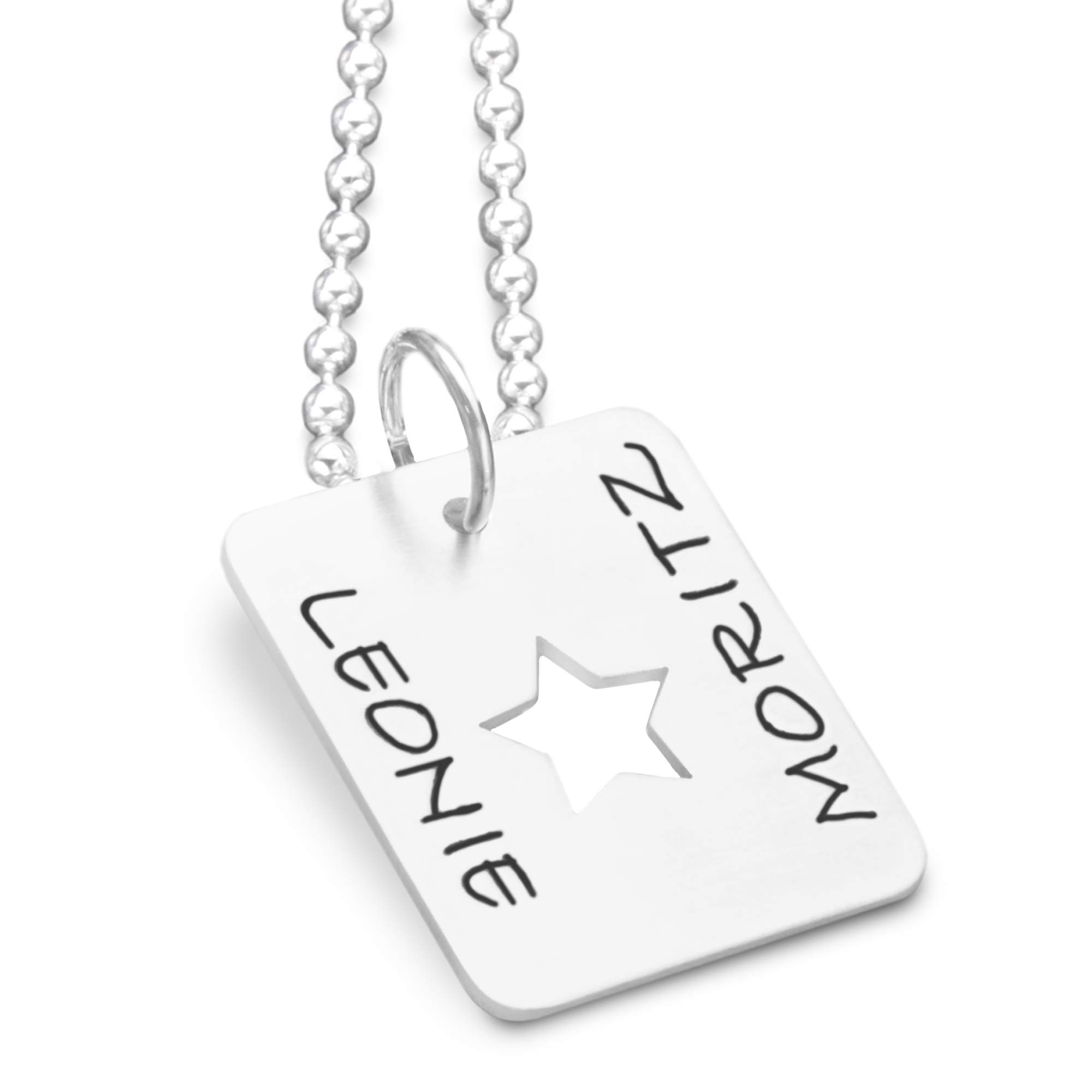 Herrenkette Männerkette Dog Tag Silberschmuck STAR TAG 925 Silberkette Namensgravur Männerschmuck Kette Mann personalisiert