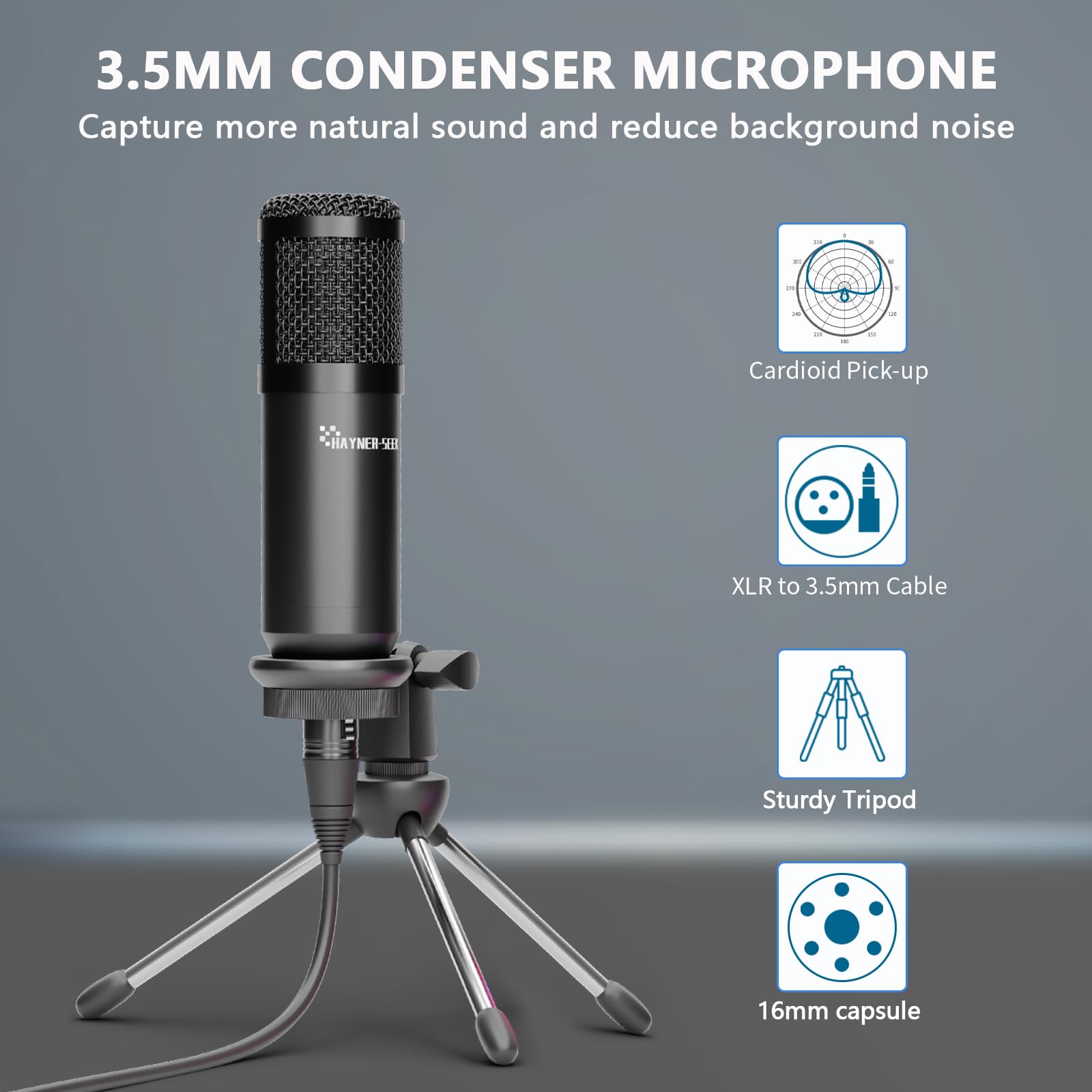 Interfaz de audio con micrófono de condensador de 3,5 mm, perfecta para transmisión en vivo, grabación, canto