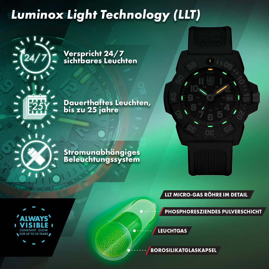 Luminox - Navy SEAL XS.3581.EY - Herrenuhr 45mm - Taucheruhr in Schwarz mit Datumsanzeige Chronograph - 200m Wasserdicht - Herren Uhr - Hergestellt in der Schweiz