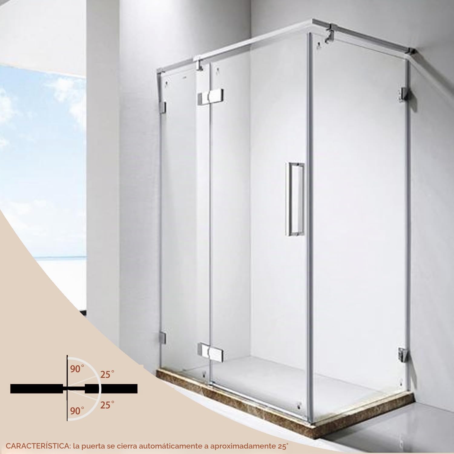 Bisagra Puerta de Vidrio 3 Unidades - Bisagra Puerta Cristal en Acero Inoxidable 304 Pulido, 5mm Grosor, 90° Apertura Máxima, 3 Agujeros para Vidrio 8-12mm