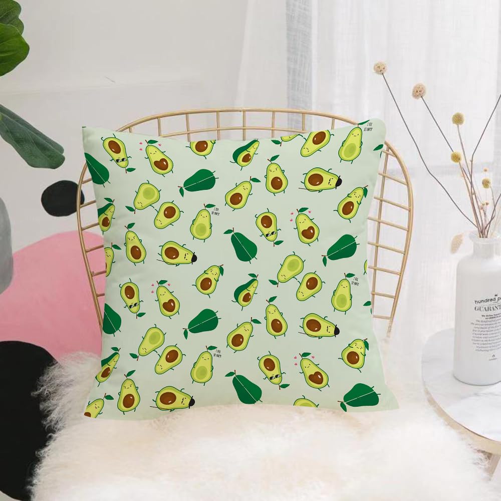 Hyosxw Seamless Pattern With Different Cute Avocado - A1 Cushion Cover,Throw Pillow Case Home Decorative For Living Room Bedroom Sofa Chair 18X18 Inch,Seamless Pattern With Different Cute Avocados. Vector Illustration,Pillowcase 45X45cm