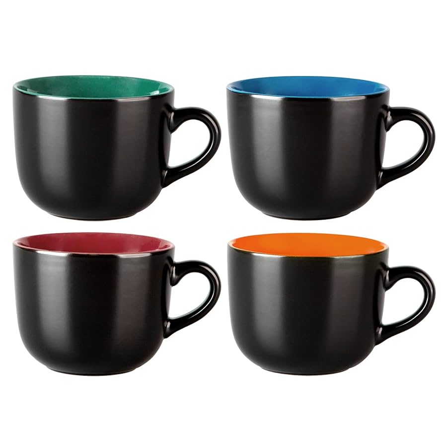 英国製 新品 黒壺California by  SoupDish Amazon.com | Ceramic Soup Bowls With Handles Set of 4-20 oz