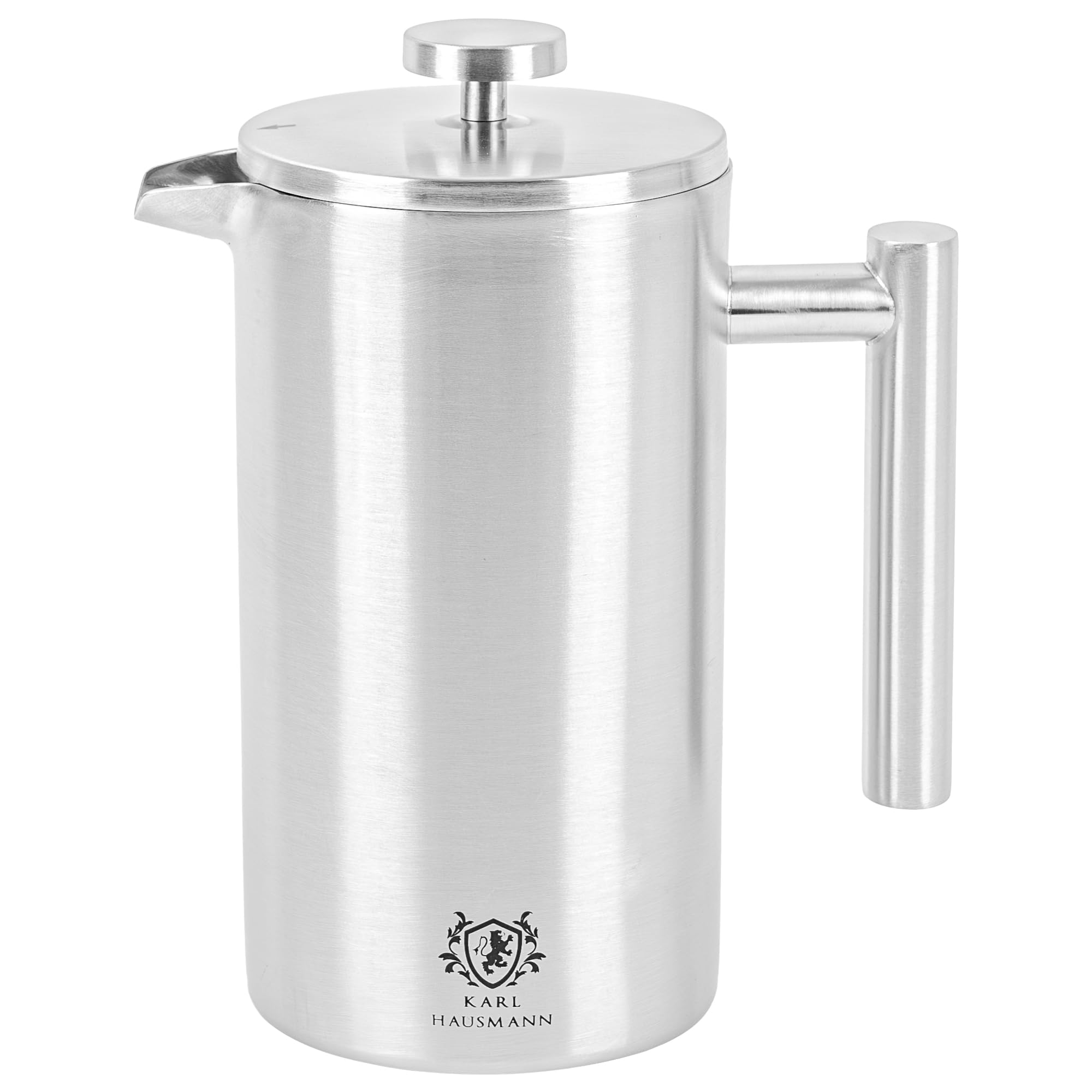 KARL HAUSMANN French Press Caffe Camping - 1 Litro / 8 Tazze - Caffettiera Francese Acciaio Inox - Macchina Caffè - coffee pressa francese campeggio - frenchpress inossidabile - Argento frenchpress