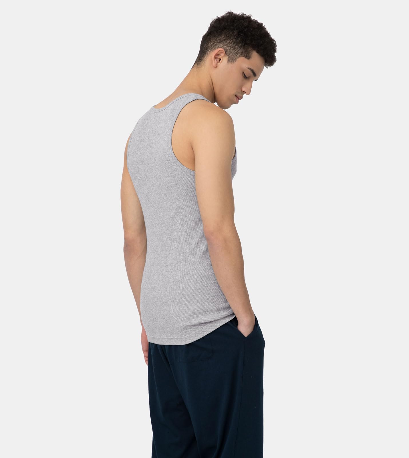 LAPASA Débardeur Homme Côtelé Lot de 4 Maillot de Corps 100% Coton T-Shirt sans Manches sous-Vêtements M35