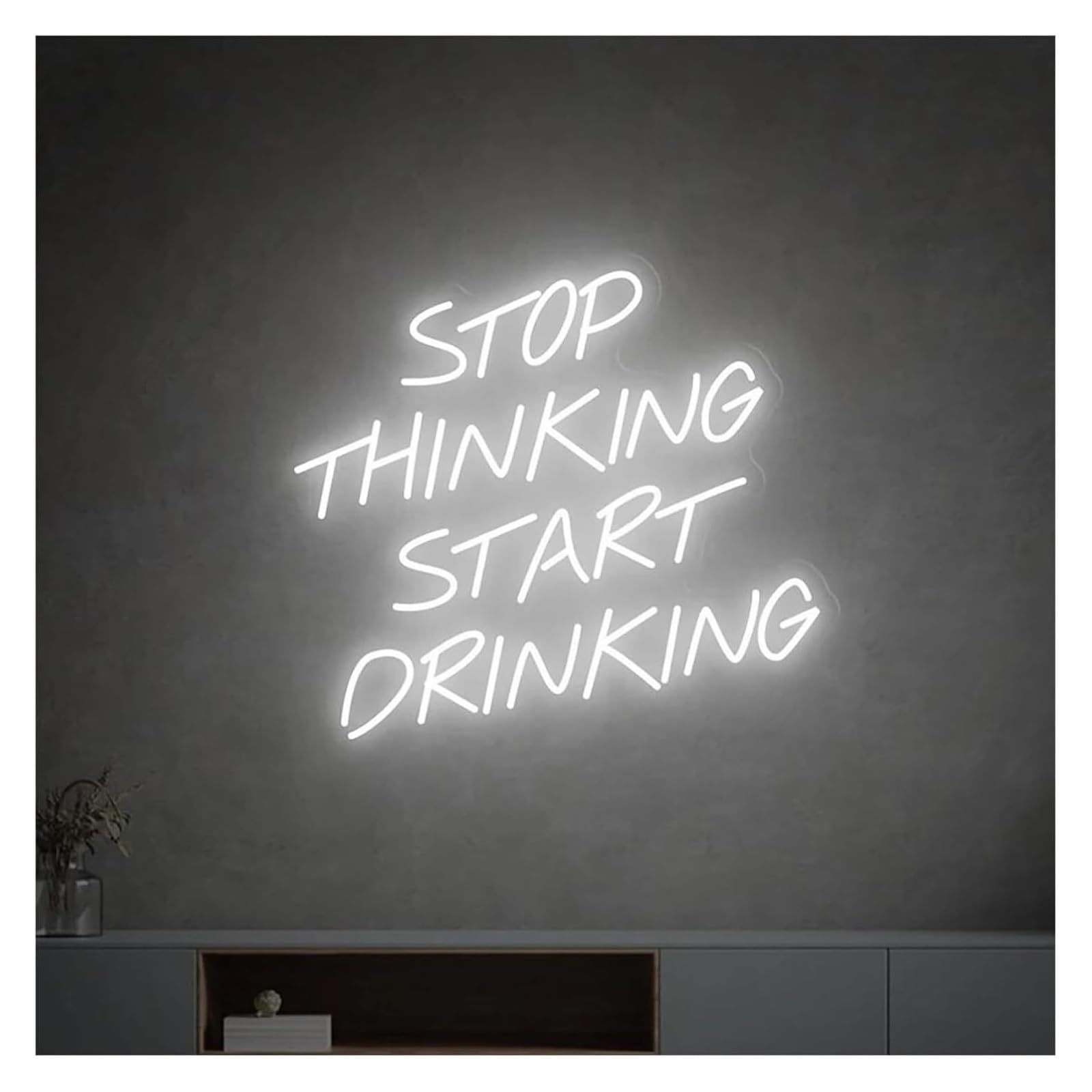 Zynther Neon lamp Stop Thinking Start Drinking for neon Sign LED for Beer Bar Club Game Room Party Restaurant Wall Decor 38cm×33cm(E)
