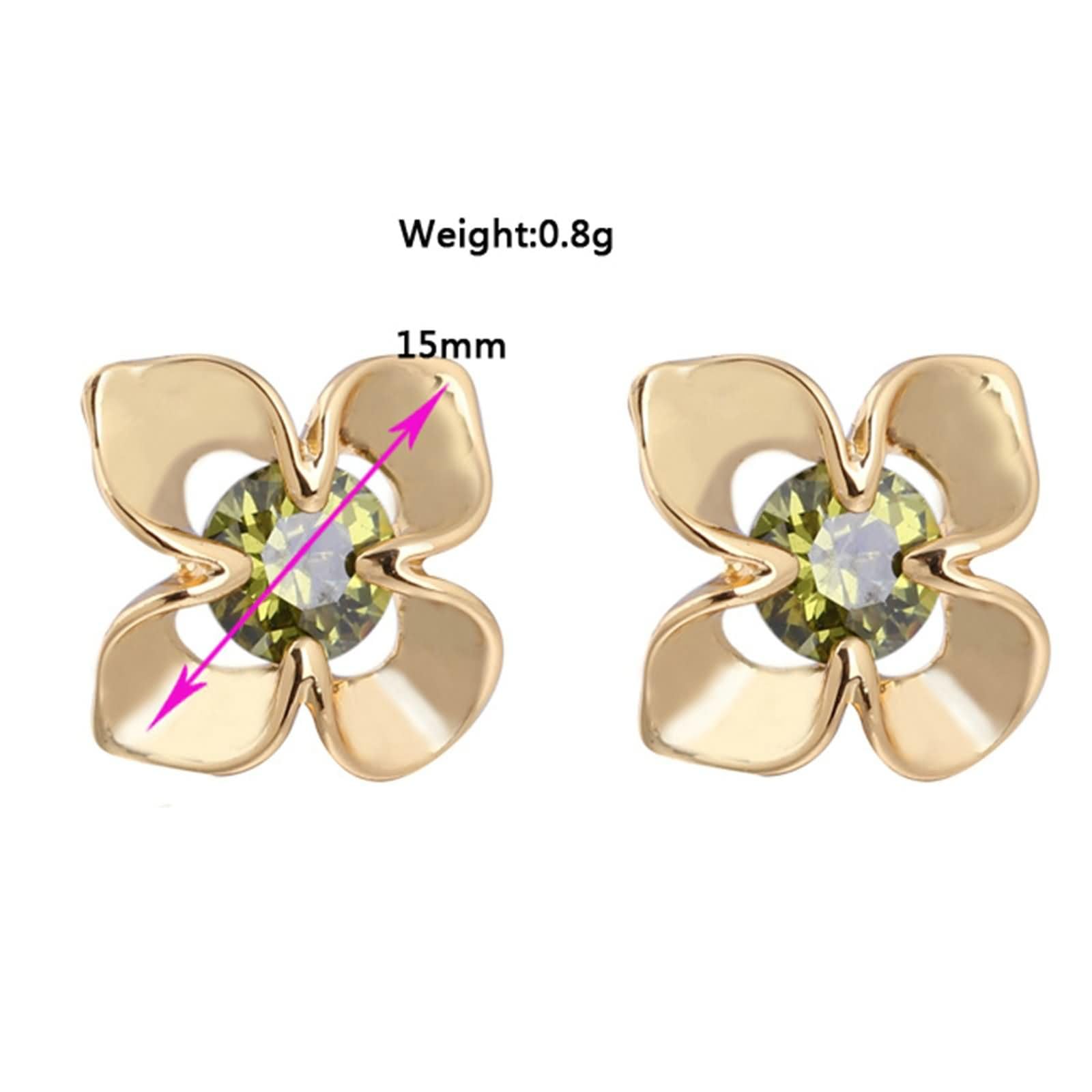 Damen Ohrringe Hochzeit Gelbgold 9K / 14K / 18 Karat, Blume und Rund mit Moissanit, Ohrringe Ohrstecker Frauen Gold