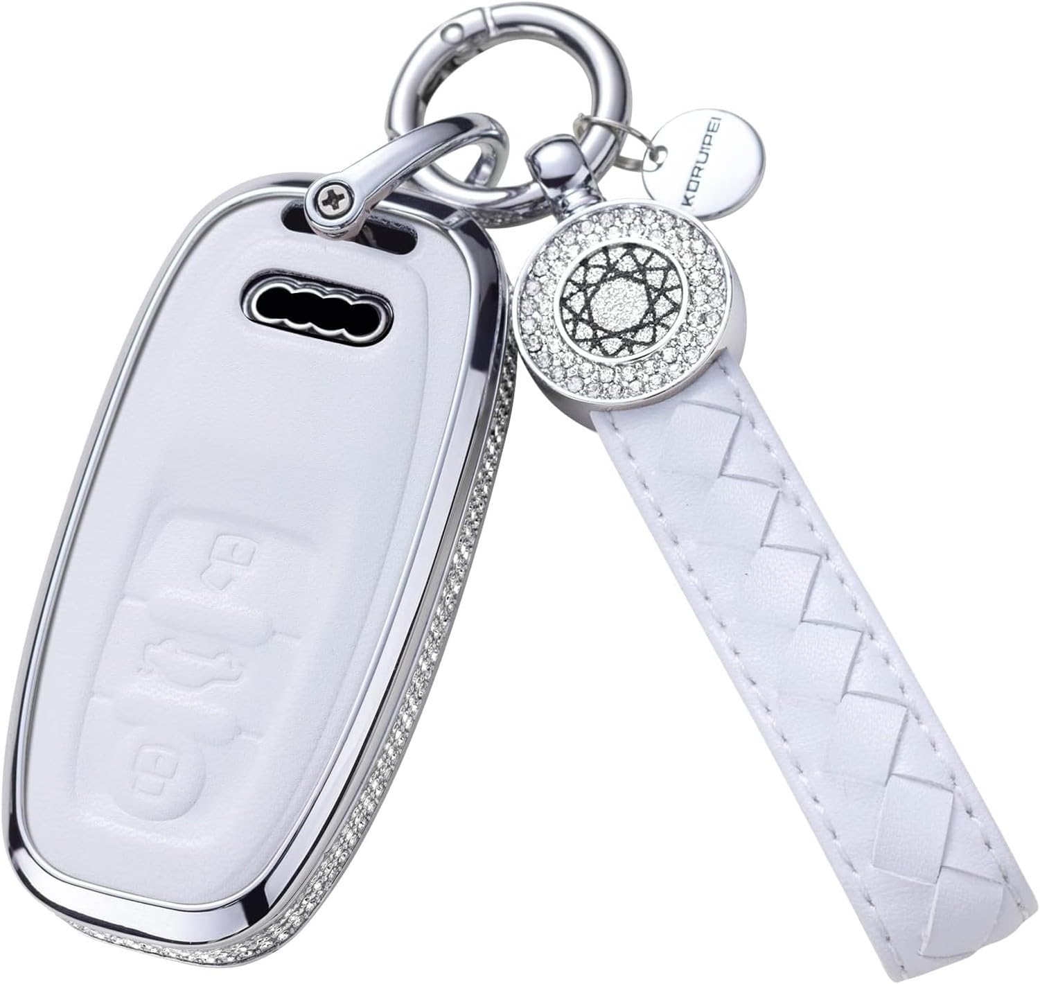 KGAIXN Silicone Key Fob Cover Case with Keychain for Car Keys, Model 3(white)