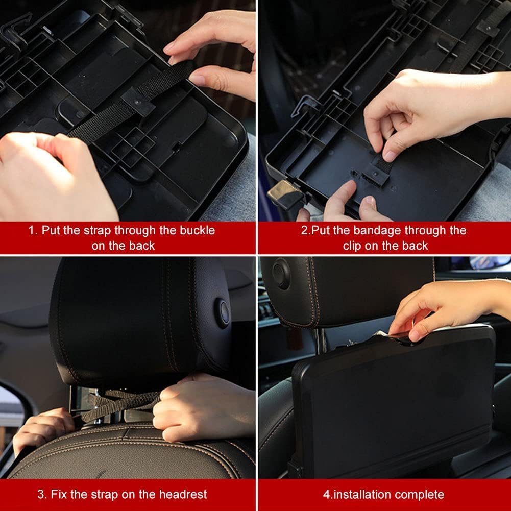 AutoBizarre Plateau de nourriture pour siège arrière de voiture - Organiseur de table pliable - Multifonctionnel - Portable - Avec porte-gobelet - Support de téléphone universel pour toutes les