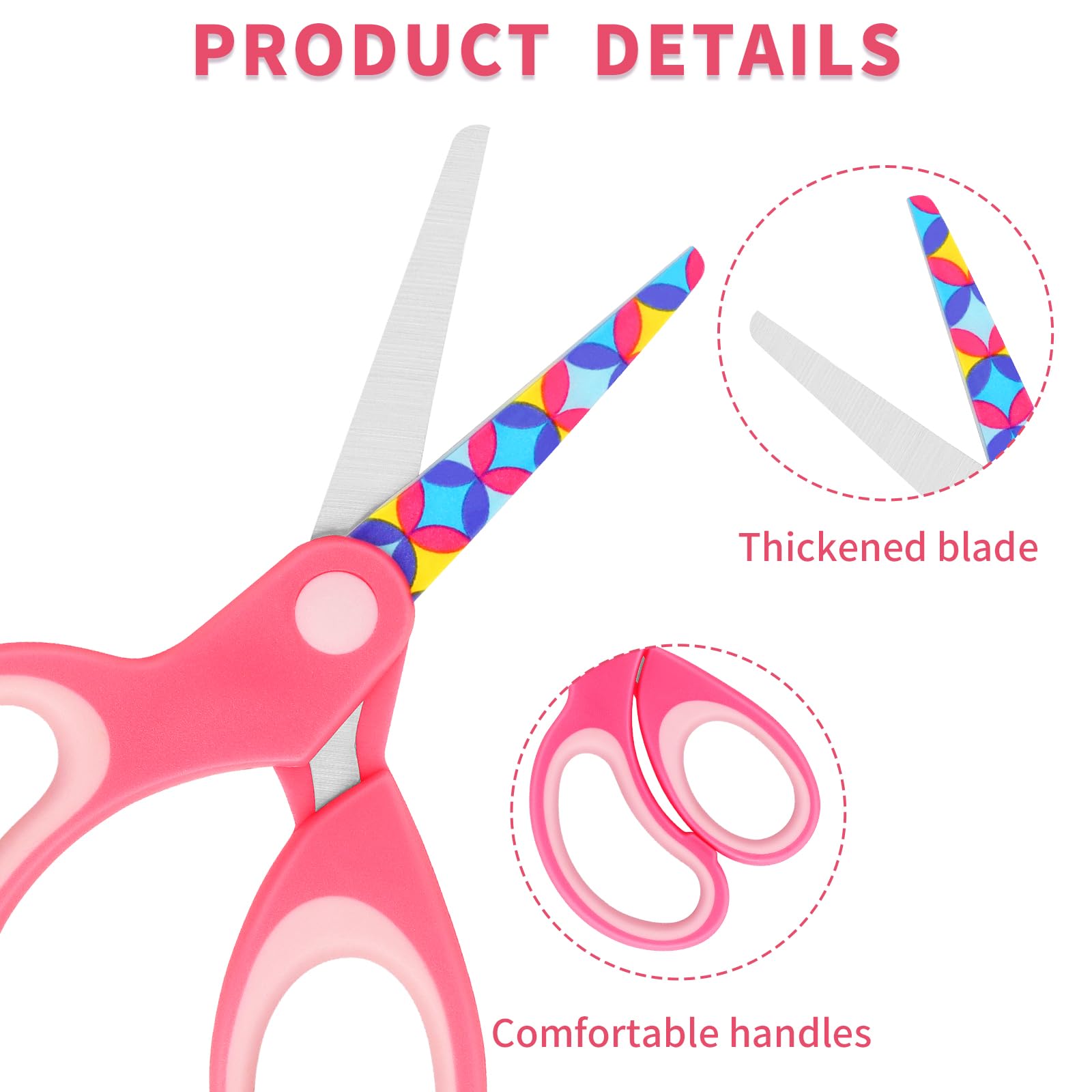 Vutyvve Left Handed Kid Scissors, Blunt Tip Safety Children's Craft Scissors, Stainless Steel Blades, Soft Grips - Image 3