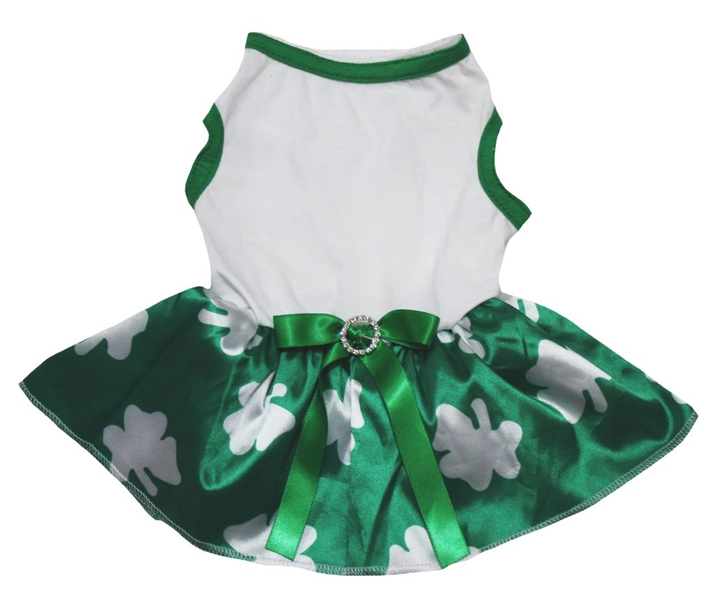Robe trèfle vert pour chien contre le stress des habillages