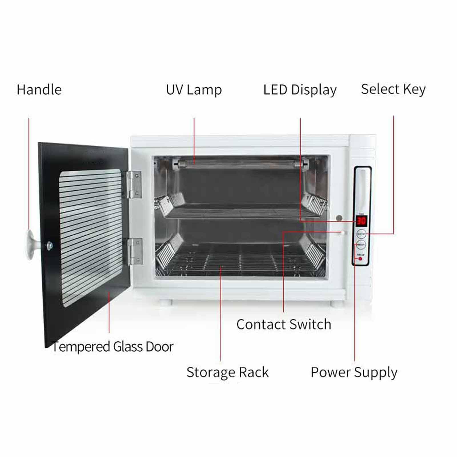 Desinfectante Doméstico De Gran Capacidad De 12 L, Con Temporizador (5-60 Min), Bandeja De 2 Capas, Pantalla LCD Fácil De Usar, Una Sola Máquina Multiusos, Ideal Para Botellas Y Vajilla.,White