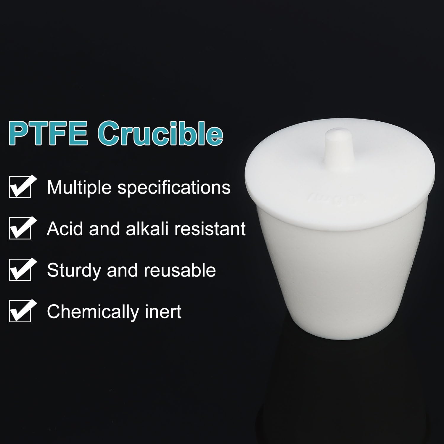 stonylab PTFE Tiegel, 100 ML High Form PTFE Tiegel Becher mit Deckel, Säure- und Laugenbeständig, Hochtemperaturbeständig, für Laborforschung