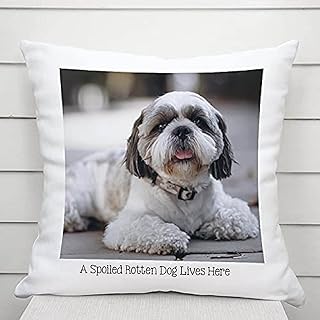 Luxury personalised Dog Photo cushion, Dog Photo Cushion Cover, Dog Photo cushion, personalised gift for Dog Photo, Gift for Dog Owner, Add your own Photo! Reads: A Spoiled Rotten Dog Lives Here.